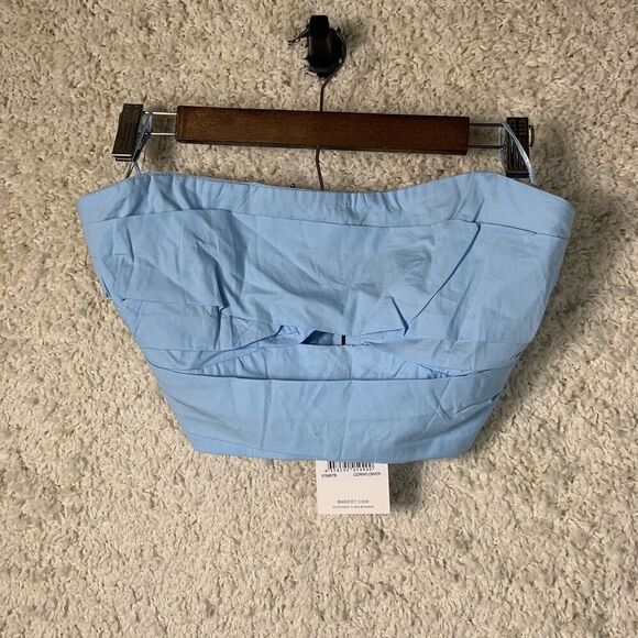 BARDOT NWT‎ Blue Jada Twist Crop Top Strapless Women’s Size Large Shirt Blouse - Picture 2 of 6